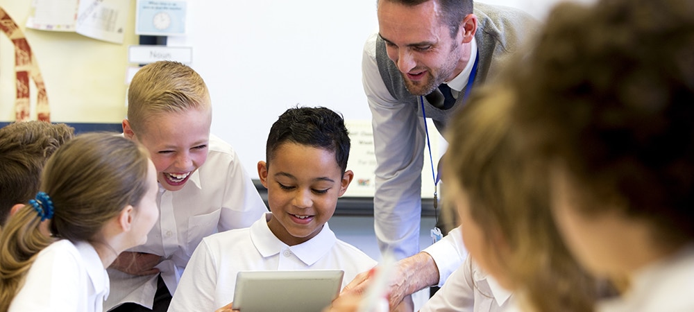 Teacher in class with pupils