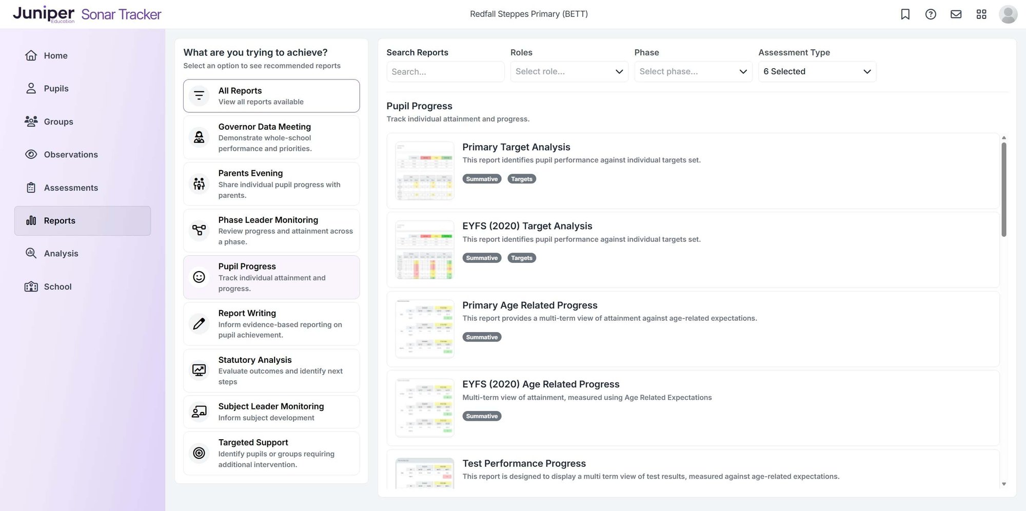 Sonar Tracker Reports